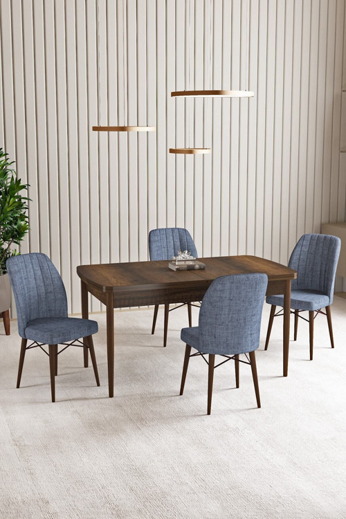 Vien Barok Desen 80 X 132 Açılabilir Mdf Mutfak Masası 4 Adet Sandalye