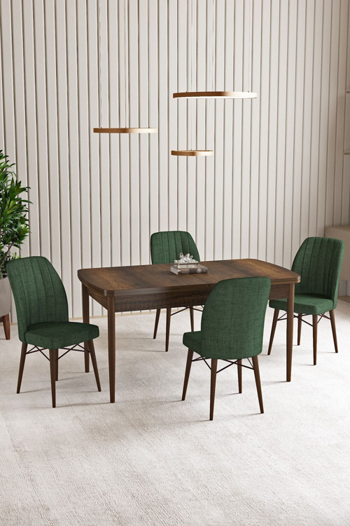 Vien Barok Desen 80 X 132 Açılabilir Mdf Mutfak Masası 4 Adet Sandalye