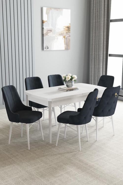 80X132 Açılabilir Yemek Odası Takımı 6 Adet Sandalye