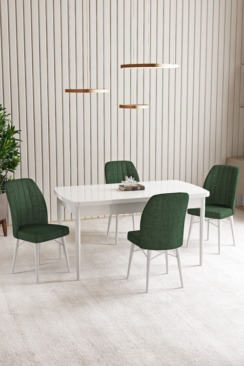 Vien Beyaz 80 X 132 Açılabilir Mdf Mutfak Masası 4 Adet Sandalye