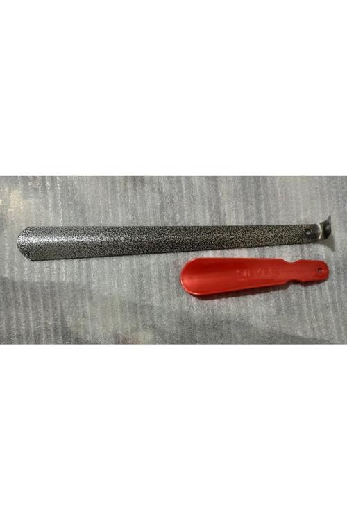 (2Li Set) 40Cm Döküm Boyalı Metal Ayakkabı Çekeceği Ve 18Cm Plastik Kerata (2Li Set)