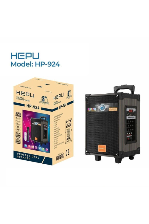Hp 924 3 Kanallı Taşınabilir Şarjlı Bluetooth Amfi Parti Hoparlörü Çanta Tipi 8 İnc Ultra Bass