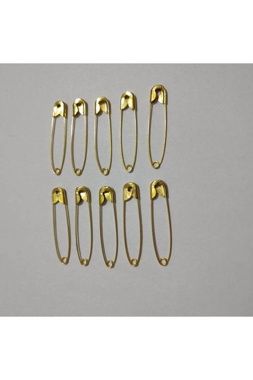 (10 Adetli) 4,5Cm Uzunluğunda No 3 Sarı Çengelli İğne,Gold Renkli Çatal İğne,Büyük Boy