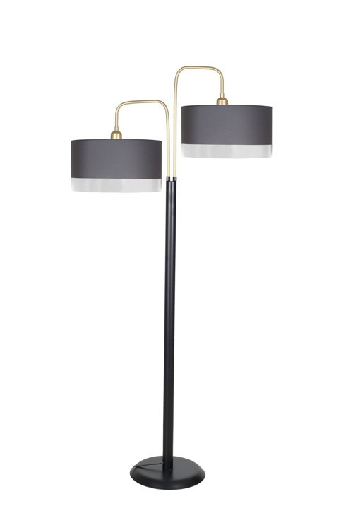 Twins Statik Siyah Eskitme Mat Gold Detaylı Metal Lambader - Gri Antrasit