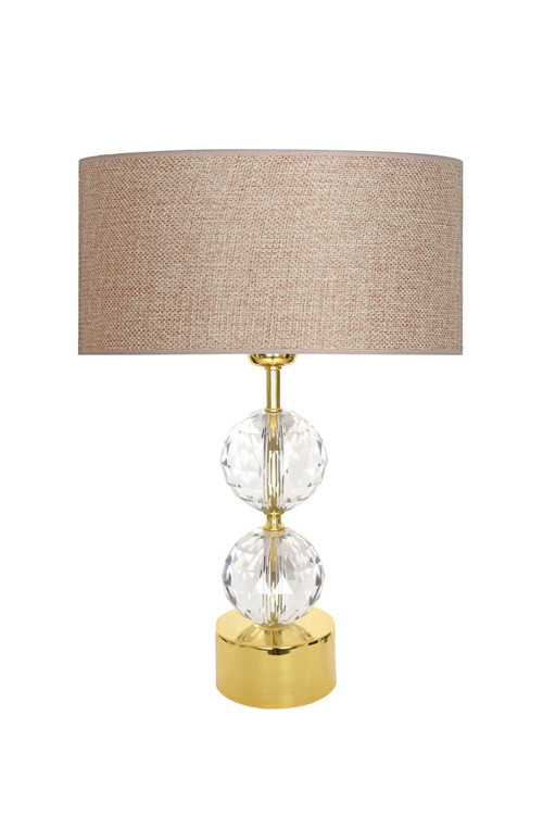 Gld-krs01 Gold Ayaklı Kristal Abajur - Pre Hasır Kahve