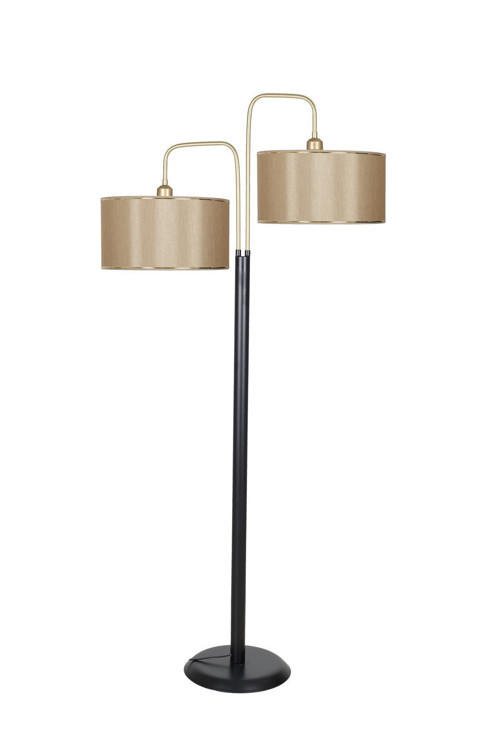 Twins Statik Siyah Eskitme Mat Gold Detaylı Metal Lambader - Gold Mataro