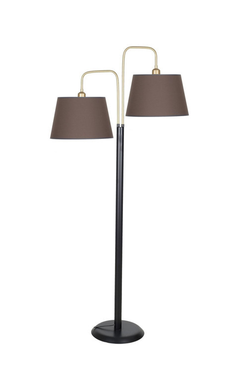 Twins Statik Siyah Eskitme Mat Gold Detaylı Metal Lambader - Greysland