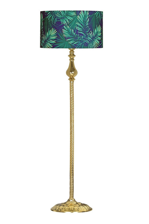 Madelyn Gold Kaplama Burgulu Metal Lambader - Yaprak Desenli