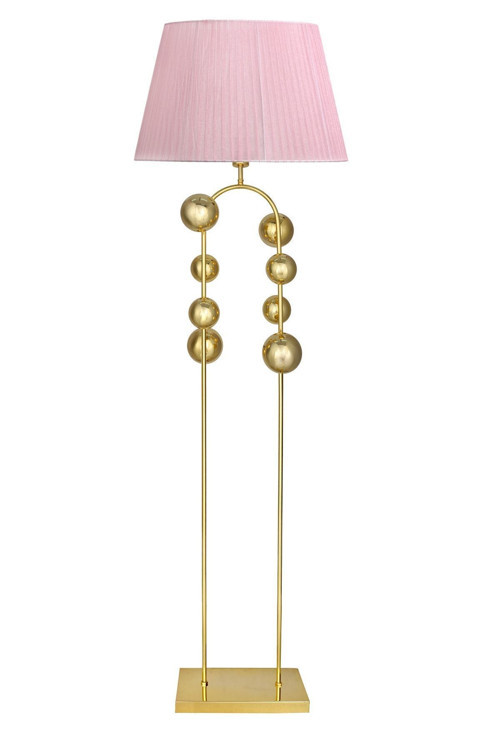 Cabil Gold Kaplama Metal Lambader - Pembe Organze