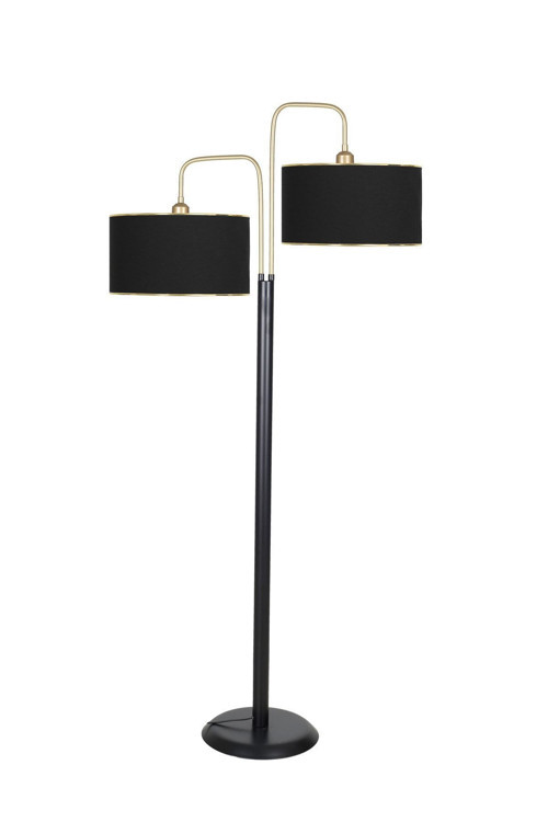 Twins Statik Siyah Eskitme Mat Gold Detaylı Metal Lambader - Gold Siyah