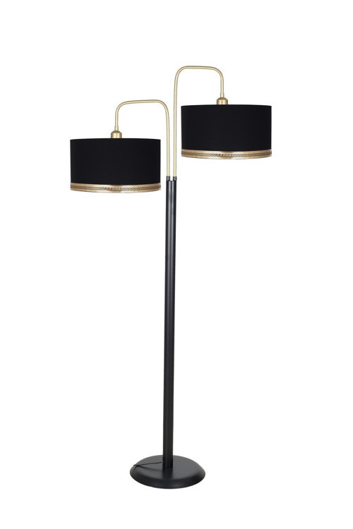 Twins Statik Siyah Eskitme Mat Gold Detaylı Metal Lambader - Gold V Siyah