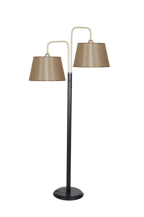 Twins Statik Siyah Eskitme Mat Gold Detaylı Metal Lambader - Mataro