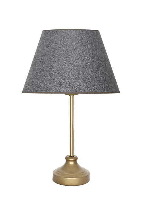 Onze Eskitme Mat Gold Metal Abajur, Masa Lambası - Hasır Gri