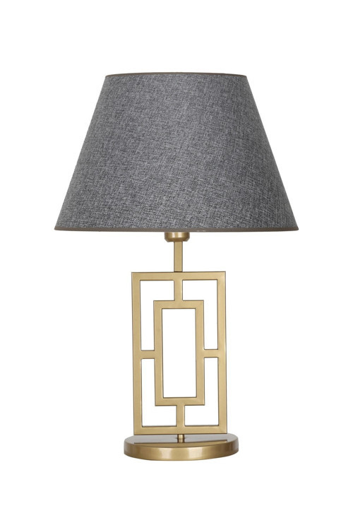 Puglia Eskitme Mat Gold Metal Abajur - Hasır Gri