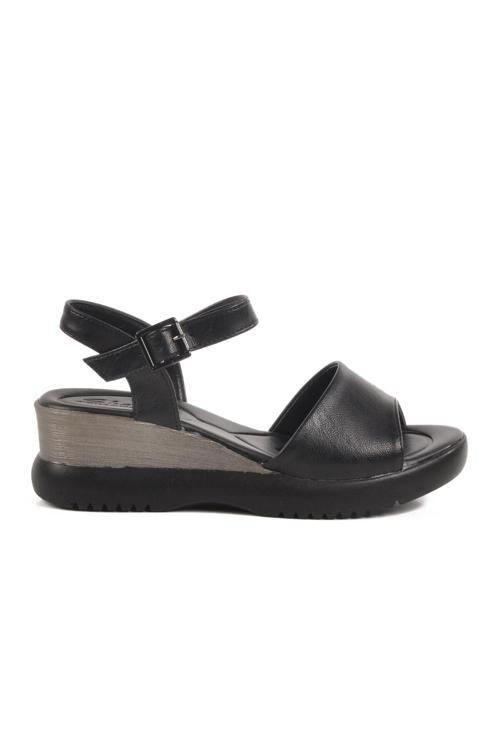 Siyah Topuklu Kadın Sandalet T-003 Z