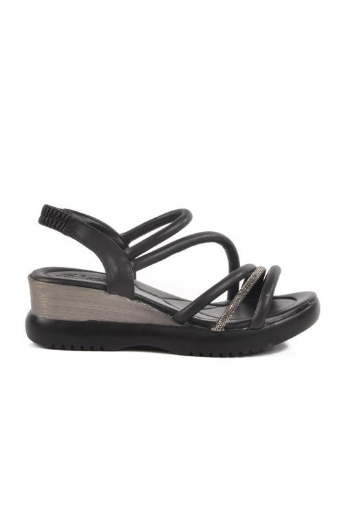 Siyah Topuklu Kadın Sandalet T-004 Z
