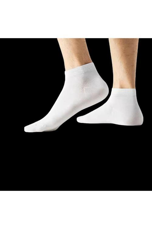 Erkek Çorabı, Bilek Çorabı, ( 9 Adet ) Pamuklu, Patik Çorap Beyaz 40-45