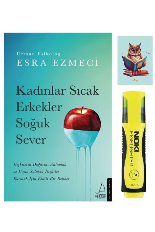 Destek Yayınları Kadınlar Sıcak Erkekler Soğuk Sever-Esra Ezmeci-Sarı Fosforlu Kalem-Not Defter Seti
