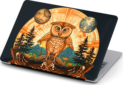 Macbook Air (M2) 13.6 inç A2681 Kılıf Macvista 20 Sert Kapak Baykuş