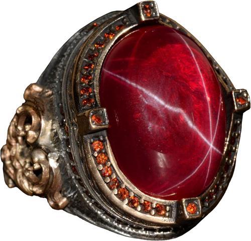 Gerçek Doğal Star Ruby Taşlı Yüzük, Sultan Yüzüğü, El Yapımı Kral Yüzüğü, 925 Ayar Gümüş Yüzük Erkekler İçin