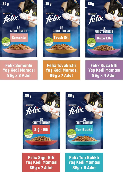 Felix Karışık 85 gr 32'li Yetişkin Kedi Yaş Maması Fiyatları