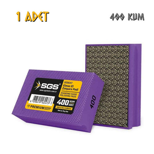Sgs Islak ve Kuru Elmas El Zımpara Pedi - 400 Kum - 1 Adet - Mor