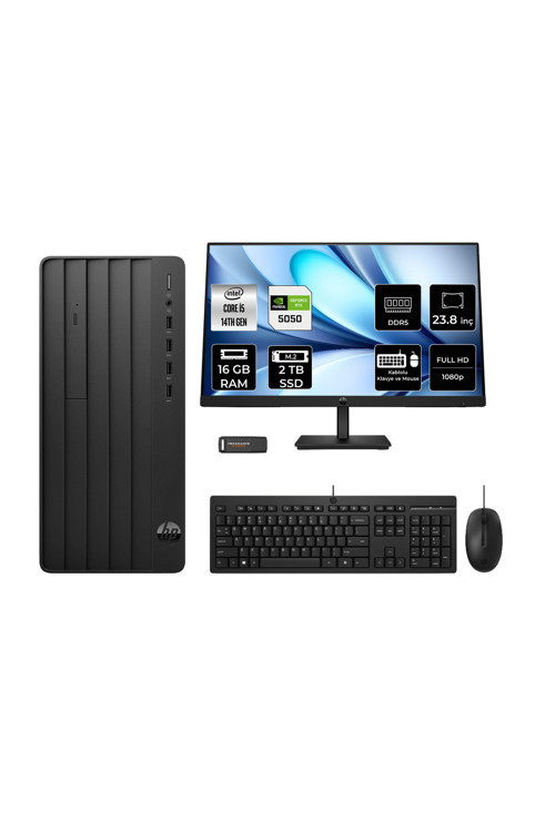 【美品】HP Desktop PC AMD/SSD/NVIDIA HP 240 PRODESK 2 i5 14400 16GB 2TB SSD RTX5050/8GB FDOS Masaüstü