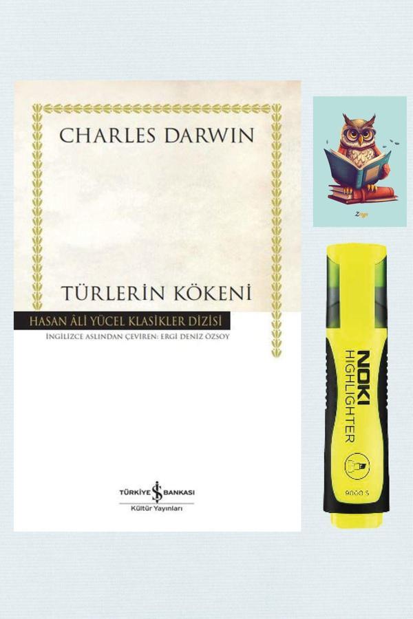 Dara Yayınları Türlerin Kökeni - Charles Darwin İş Bankası Kültür Yayınları - Sarı Fosforlu Kalem Not - Defter Seti - Dara - Image 1