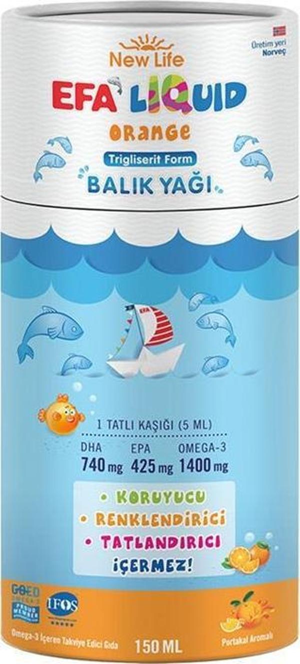New Life Efa Liquid Balık Yağı Sıvı 150 ml - Portakal - Image 1