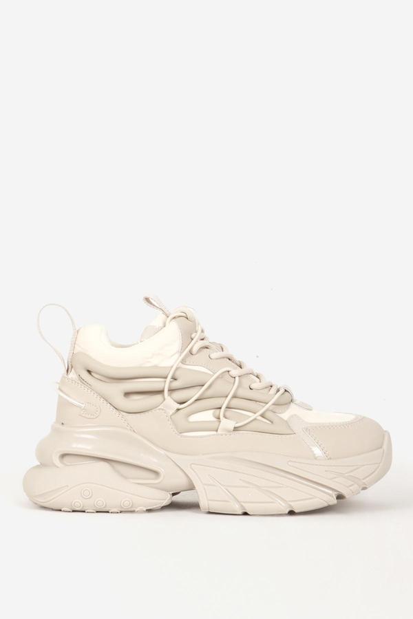 GUJA Kadın Kalın Taban Bağcıklı Sneaker GJ 339 BEJ - Image 1