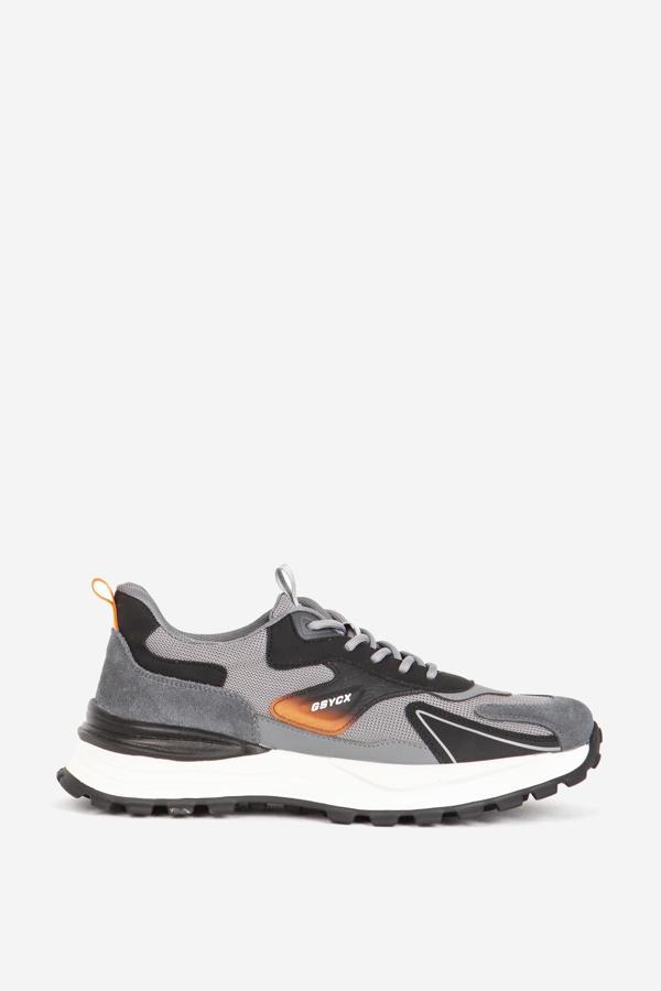 MARCOMEN Erkek Spor Kalın Tabanlı Bağcıklı Süet Detay Sneaker Gerçek Deri 19084 FÜME - Image 1