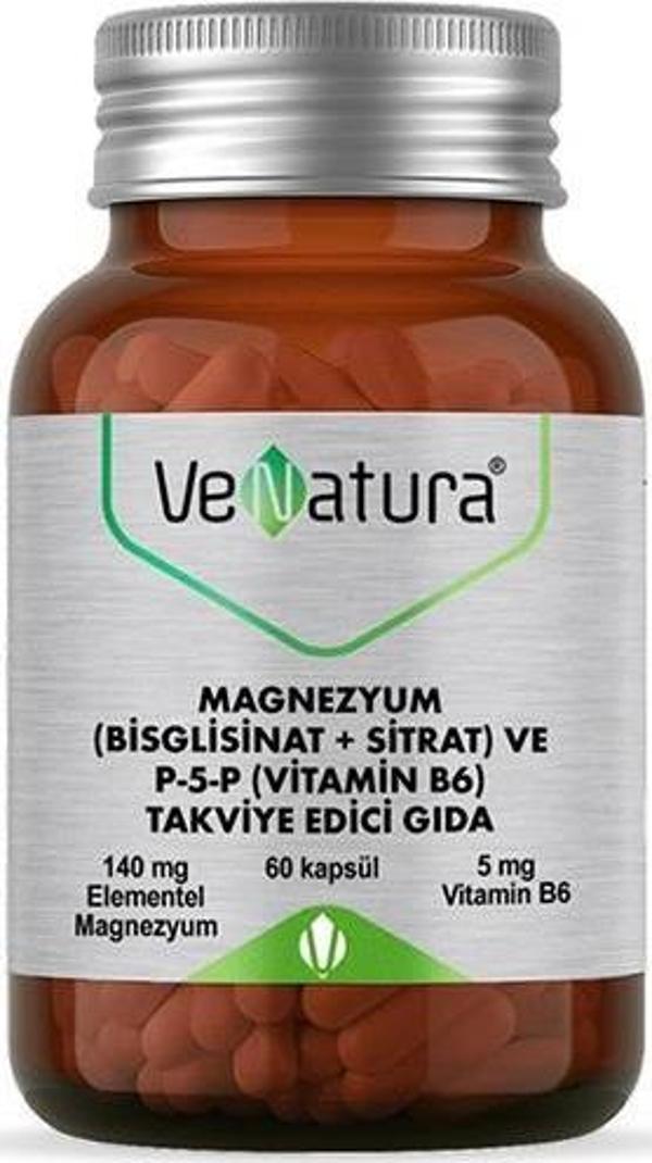 Venatura Magrnezyum (Bisgrlisinat+Sitrat) Ve P5P (Vitamin B6) 60 Kapsül - Image 1