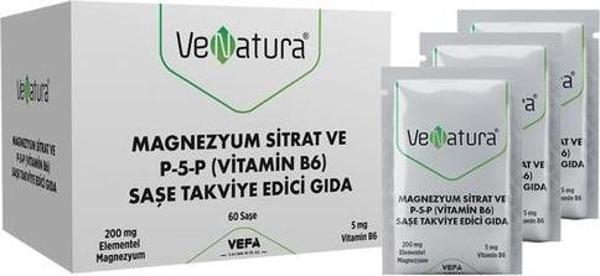 VeNatura Magnezyum Sitrat P-5-P Vitamin B6 60 Saşe - Image 1