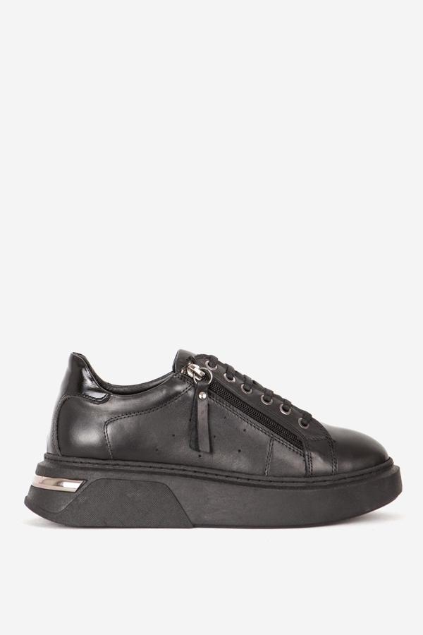 DERİCLUB Kadın Sneaker Kalın Taban Günlük Ayakkabı Gerçek Deri RC 17916 SİYAH - Image 1