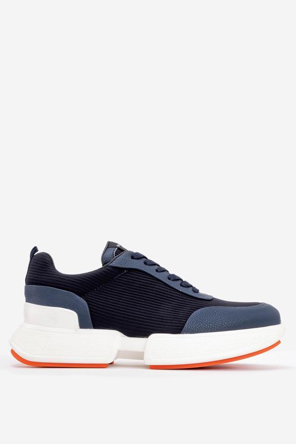MARCOMEN Erkek Yüksek Taban Bağcıklı Deri Comfort Sneaker MC 20276 LACİVERT - Image 1