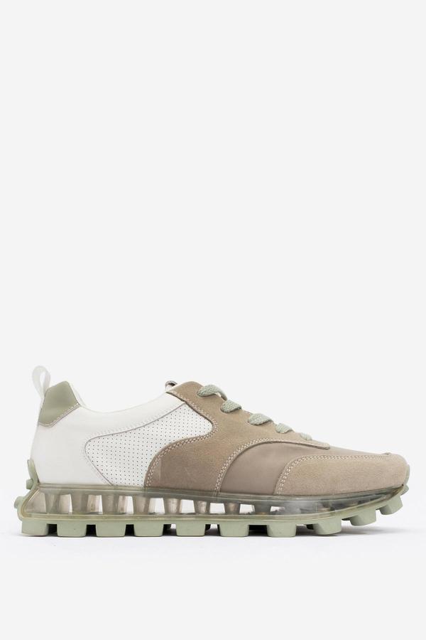 MARCOMEN Erkek Sneaker Bağcıklı Rahat Taban Spor Ayakkabı Gerçek Deri 19323 SU YEŞİLİ - Image 1