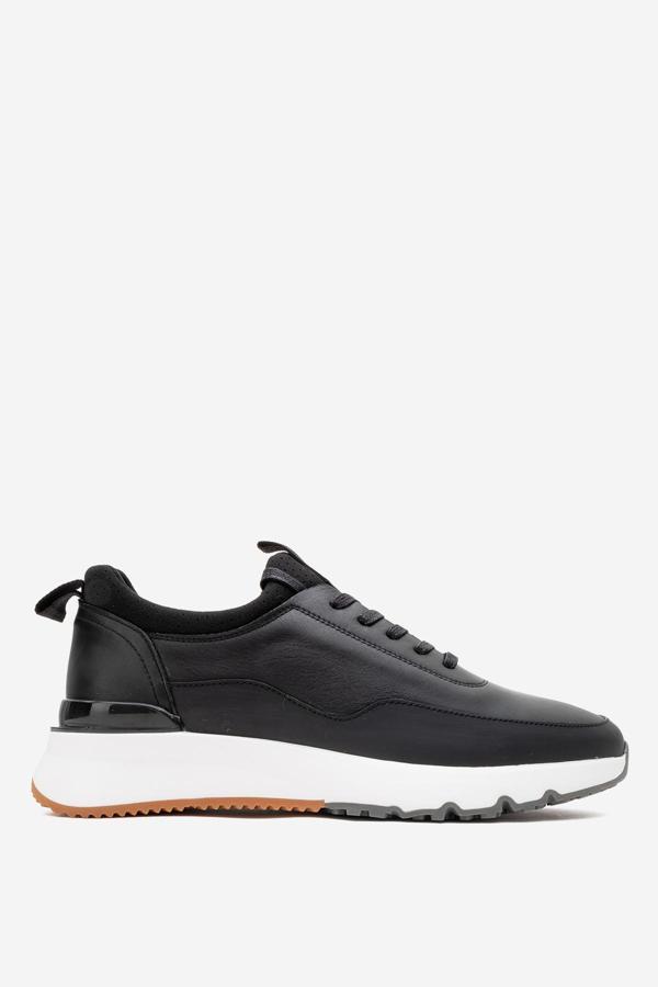 MARCOMEN Erkek Kalın Taban Bağcıklı Sneaker Gerçek Deri MC 21323 SİYAH - Image 1