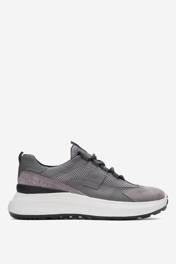 MARCOMEN Erkek Kalın Taban Bağcıklı Sneaker Gerçek Deri MC 21525 GRİ - Image 1