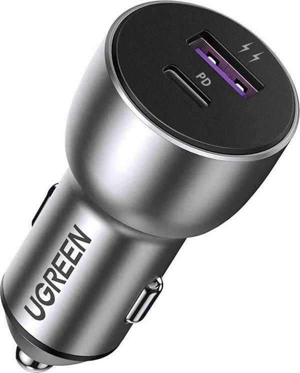 Ugreen Alüminyum 42.5W PD QC 3.0 Çift Çıkışlı Hızlı Araç Şarj Cihazı - Image 1