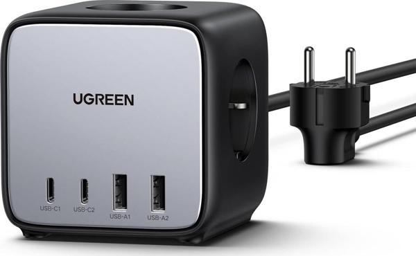 Ugreen DigiNest Cube 65W GaN 2 Hızlı Şarj Cihazı 2*USB / 2*Type-C 3 lü Akım Korumalı Küp Grup Priz - Image 1