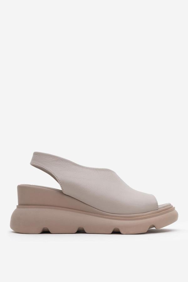 DERİCLUB Kadın Bantlı Dolgu Taban Comfort Günlük Sandalet Gerçek Deri ZY 7712 GRİ - Image 1