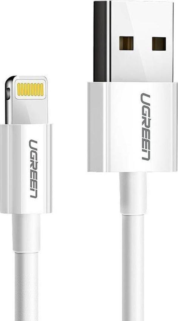 Ugreen iPhone iOS Şarj ve Data Kablosu MFİ Sertifikalı Beyaz 1 Metre - Image 1