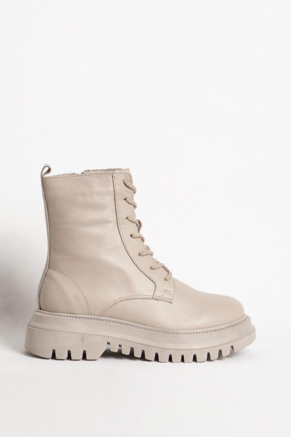 MAMMAMİA Kadın Kalın Taban Fermuarlı Günlük Bot Gerçek Deri MM 1215 VİZON - Image 1