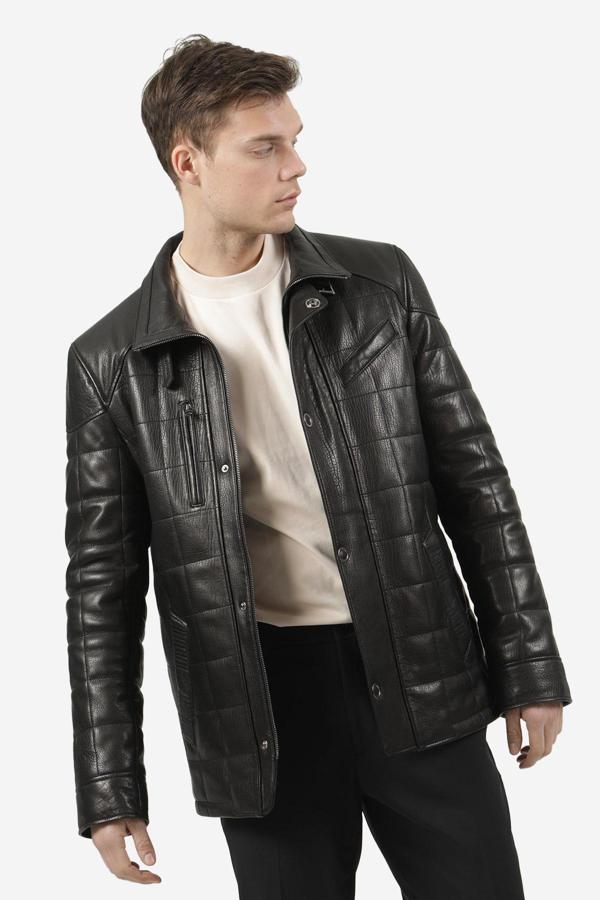 DERİCLUB Ottowa Erkek Jumbo Dikişli Hakiki Deri Kaban SİYAH - Image 1