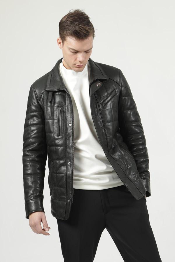 DERİCLUB Ottowa Erkek Jumbo Dikişli Hakiki Deri Kaban YEŞİL - Image 1