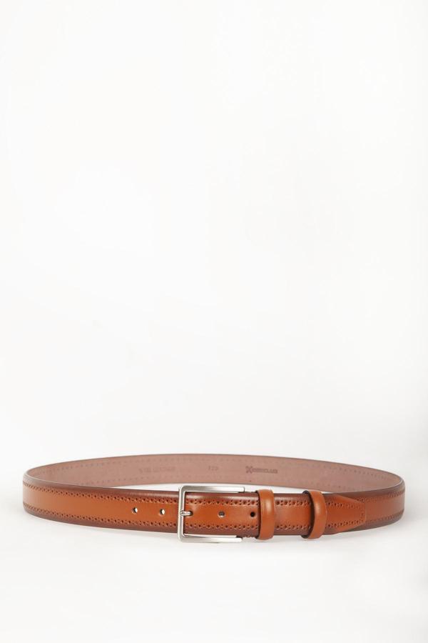 DERİCLUB Hakiki Deri 3.5cm Desenli Erkek Klasik Kemer 512 TABA - Image 1