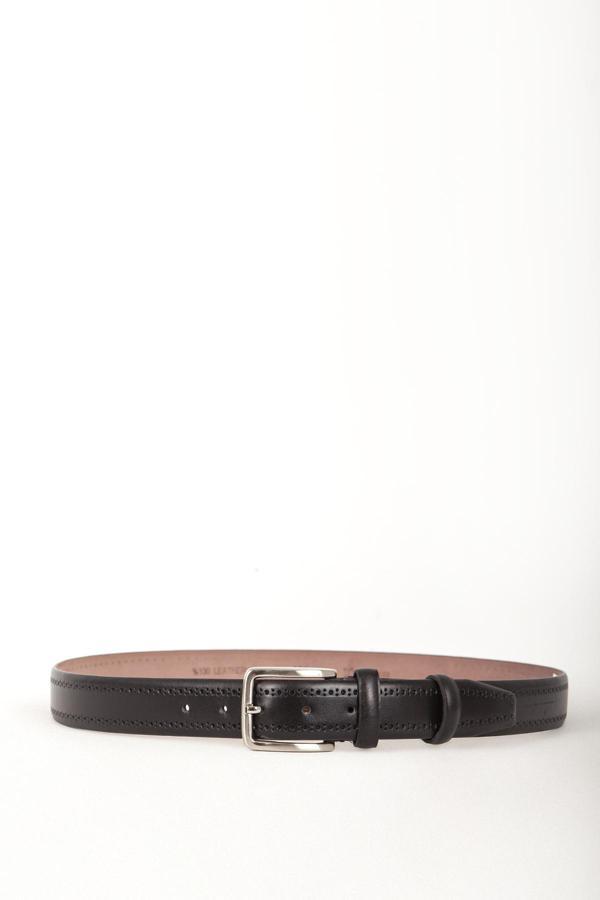 DERİCLUB Hakiki Deri 3.5cm Desenli Erkek Klasik Kemer 512 SİYAH - Image 1