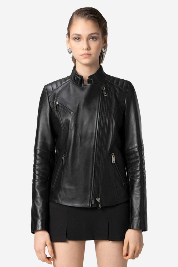 DERİCLUB Kasuka Gerçek Deri Kadın Mont SİYAH - Image 1