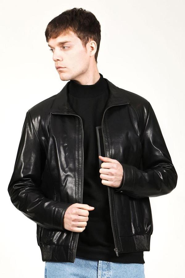 DERİCLUB E1093 VEJETAL Gerçek Deri Erkek Mont SİYAH - Image 1