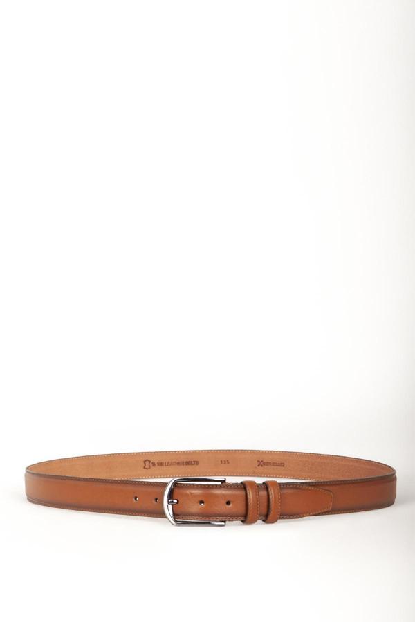 DERİCLUB Hakiki Deri 3.5cm Erkek Takım Elbise Dikişli Klasik Kemer 501 TABA - Image 1